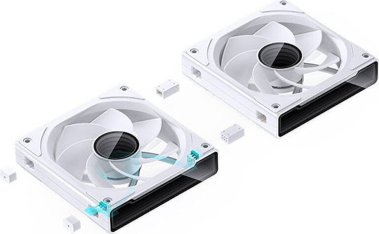 Jonsbo ZK-120WR Reverse Blade Case Fans 1800rpm with ARGB Lighting and 4-Pin PWM Connection Pack of 3 White