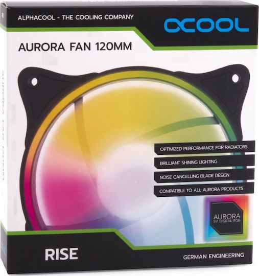 Alphacool Rise Aurora Case Fan 120mm (2500rpm) με ARGB Φωτισμό και Σύνδεση 4-Pin PWM