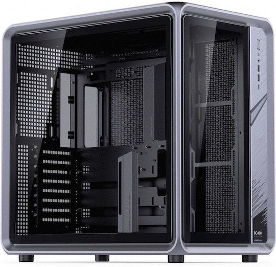 Jonsplus BO400 TG Gaming Midi-Turm Computergehäuse mit Seitenfenster Grau