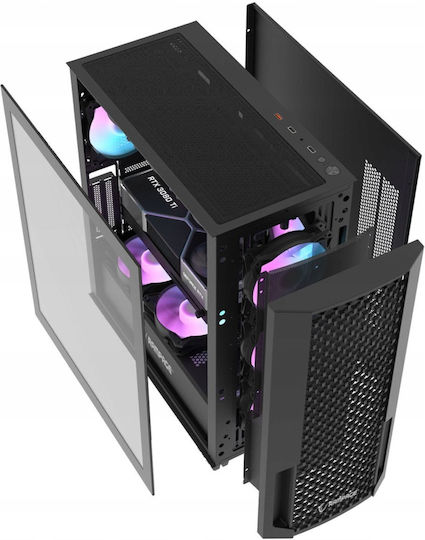 Rampage Shelob Gaming Midi Tower Computer Case with Side Window and RGB Lighting Black