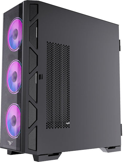 Preyon Nest Meshy+ Gaming Midi-Turm Computergehäuse mit Seitenfenster und RGB-Beleuchtung Schwarz