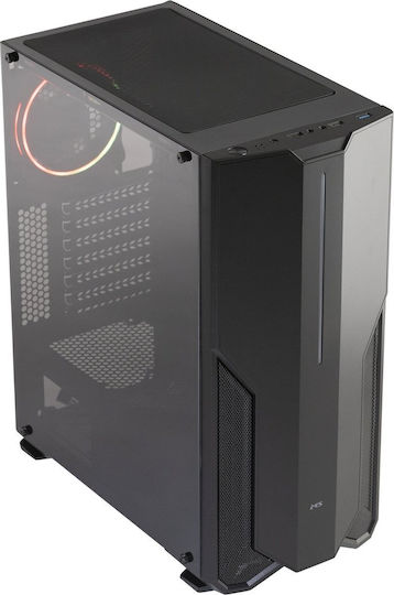 MS-Tech Fighter V310 Gaming Midi Tower Κουτί Υπολογιστή με Πλαϊνό Παράθυρο Μαύρο