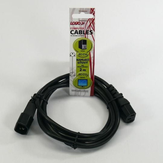 Logo Collection IEC C13 / IEC C14 - IEC C13 / IEC C14 Cable 2m Μαύρο