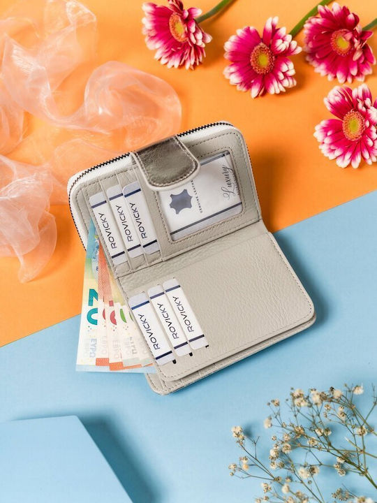 Portofel Mare Din Piele Pentru Dama Cu RFID Argintiu