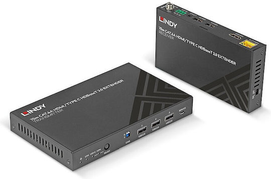 Kvm Extender Lindy 70m Cat.6a Typec & Hdmi Hdbaset 3.0