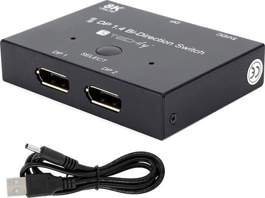 Techly Splitter IDATA-DP-2DP-8KT 8059018365535