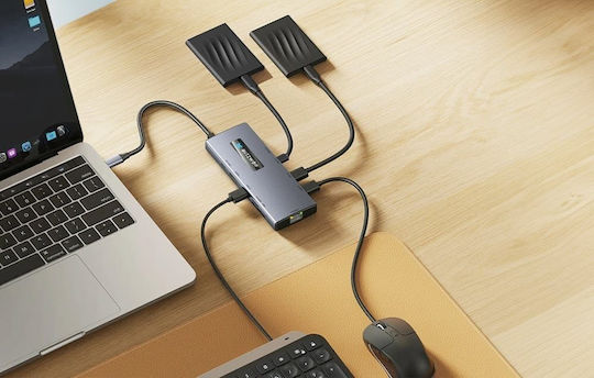BlitzWolf USB-C Docking Station με HDMI 4K PD Ethernet Γκρι (BW-NEW TH8)