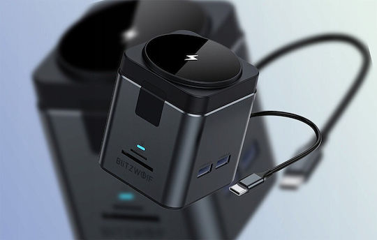 BlitzWolf 9in1 USB-C Докинг станция с HDMI 4K PD Ethernet Черен