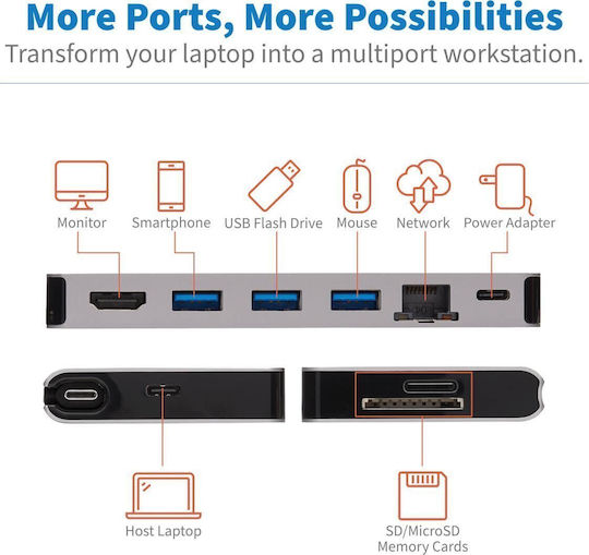 Eaton USB-C Docking Station with HDMI 4K PD Ethernet Gray (U442-DOCK5D-GY)