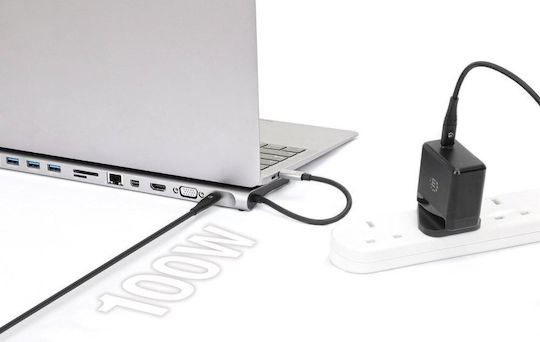 Manhattan USB-C Docking Station με HDMI/DisplayPort 4K PD Ethernet Ασημί (130578)