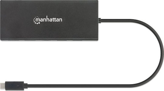 Manhattan USB-C Docking Station με HDMI 4K PD Ethernet και συνδεση 2 Οθονών Μαύρο (152747)