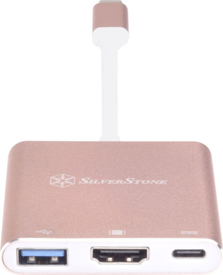 Silverstone EP08 USB-C / USB-A Docking Station mit 4K PD Ethernet Rosa