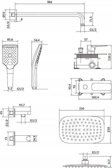 Cersanit Built-in Faucet Mixer for Shower Silver