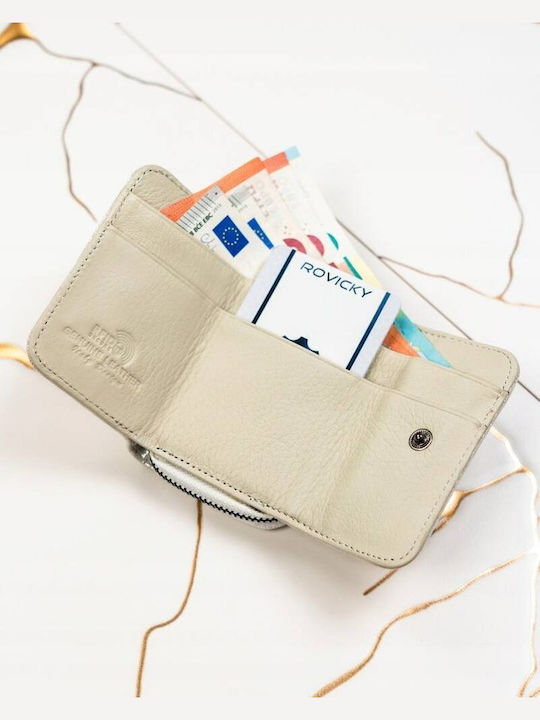 Small Leather Women's Wallet Classic with RFID Silver