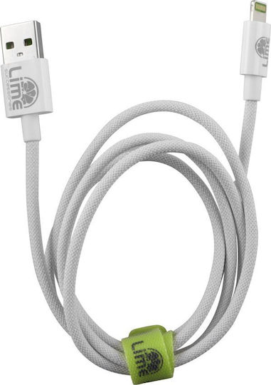 Lime Braided USB-A la Cablu Lightning 15W Verde 1m