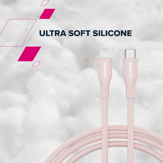 Canyon USB-C to Lightning Cable 60W Ροζ 1m (CNS-CLNM60SC10PS)