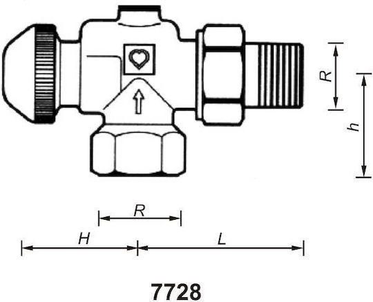 Herz Angle Thermostatic Valve 1/2" Special Figure 1772891