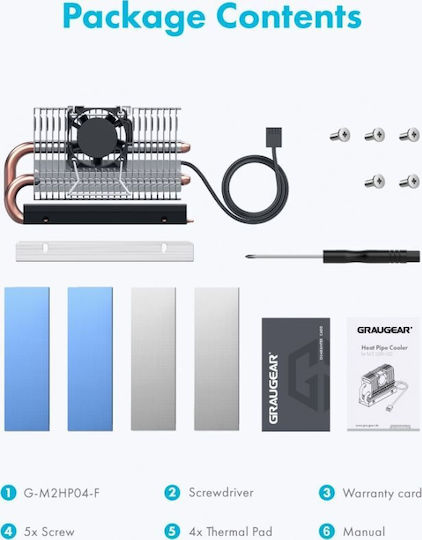 PWM M.2 Cooler Black/silver Охлаждане на M.2 SSD Сребрист