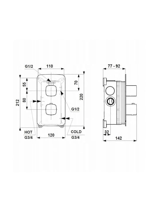 KFA Built-in Mixer & Spout Set for Shower Silver 5907571570664