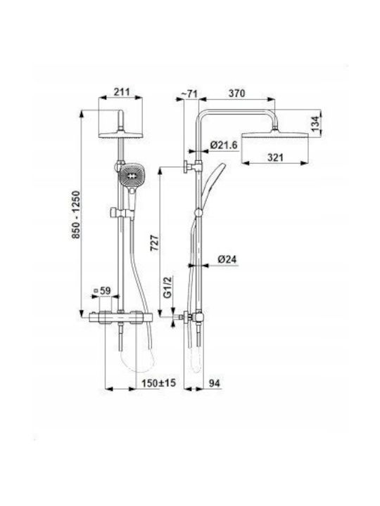 KFA Built-in Mixer & Shower Head Set for Shower Gray 5907571570718