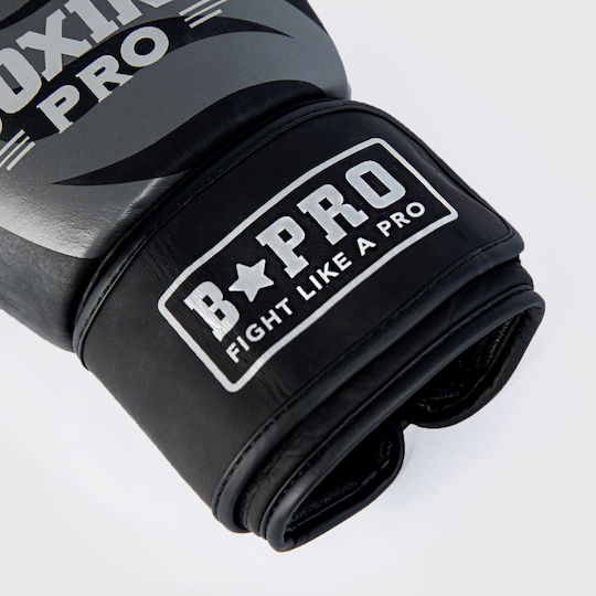 Boxing Pro Boxhandschuhe Leder für Kampf Schwarz