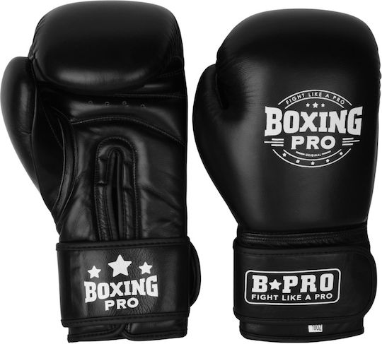 Boxing Pro Боксови Ръкавици Кожени за Състезание Черен