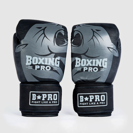 Boxing Pro Boxhandschuhe Leder für Kampf Schwarz
