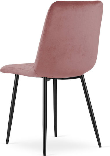 Lava Scaune Sala de mese Catifelate Pink Velvet / Black Legs 1buc