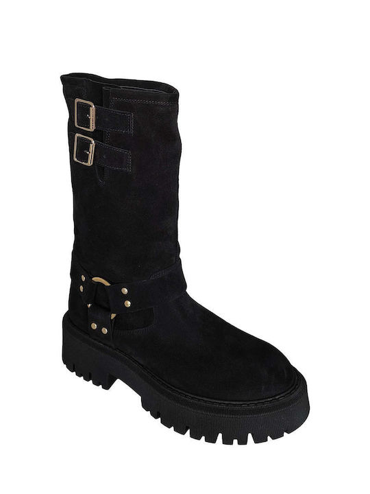 Leder Damenstiefel Schwarz