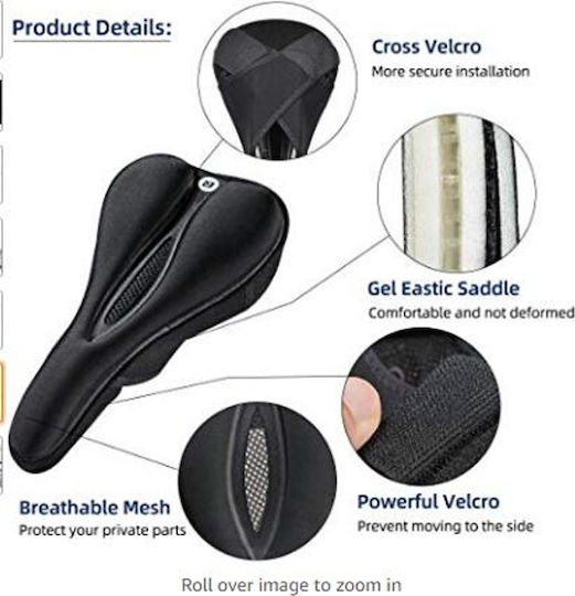 Rockbros Gel Seat Cover Bicycle Saddle Memory Foam Size M Black
