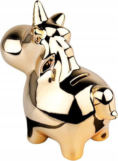 Golden Mirror Ceramic Unicorn Money Box Gift Vilde 18x10.5 Cm