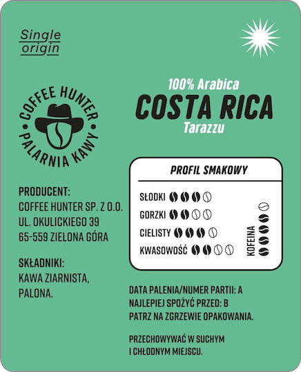 Kaffeebohnen Coffee Hunter Costa Rica Tarazzu 1 Kg