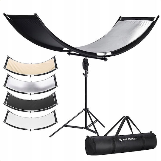 Studio Photography Reflector 4-in-1 U-Shaped Curved 180x60cm + K&F Tripod Stand KF18.0012 Curved Reflectors