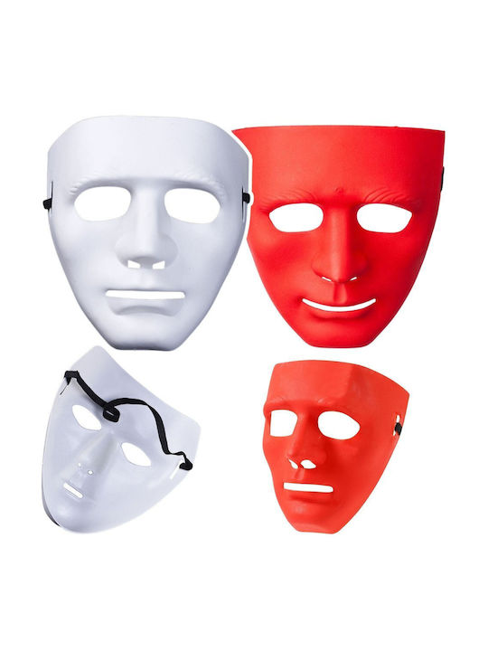 Anonymous Carnival Halloween Mask On Elastic White Red