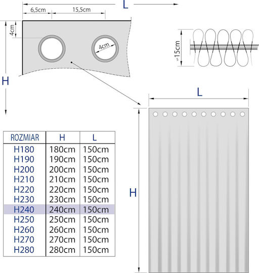 Κουρτίνα Hobbygarden 240 Εκ Wave Γκρί