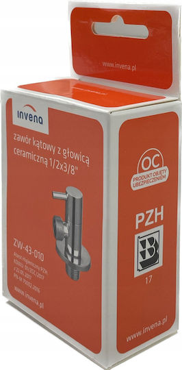 Invena Angled Valve Ceramic Head 1 2"x1 2" Chrome Zw-43-015