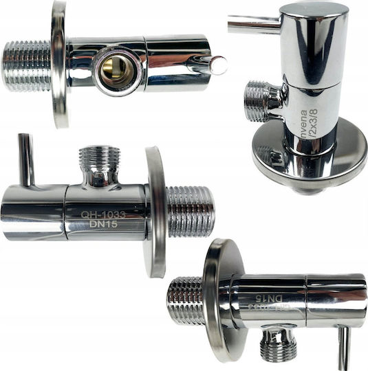 Invena Angled Valve Ceramic Head 1 2"x1 2" Chrome Zw-43-015