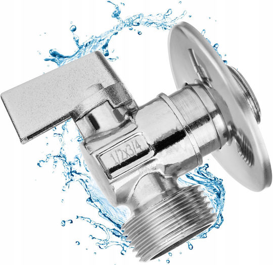 Invena Ball Shut-off Valve Metal Handle Faucet Bottom Flush Washing Machine 1 2"x3 8" Chrome Zw-11-w10-c