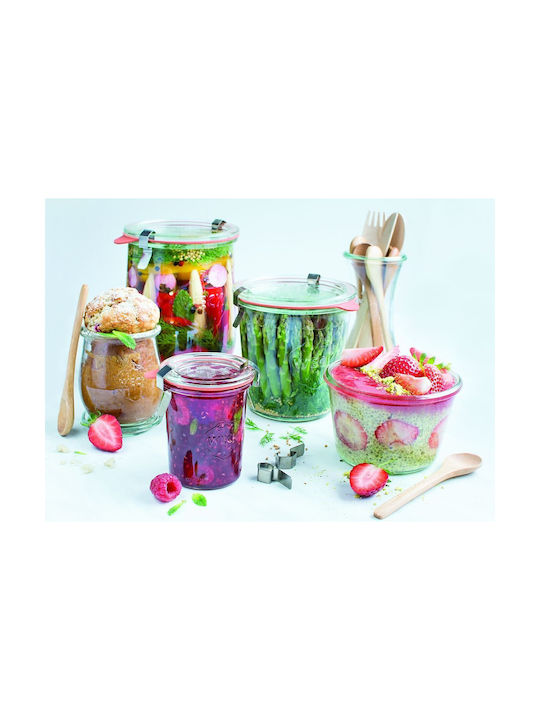 Weck Set of 6pcs Jars General Use with Lid Glass Transparent 370ml