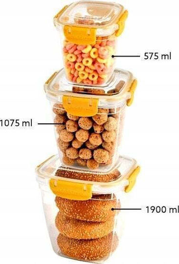 Katex Set 3 Stück Allgemeine Verwendung Glas Vasen mit Deckel Transparent 1900ml 3 Stück