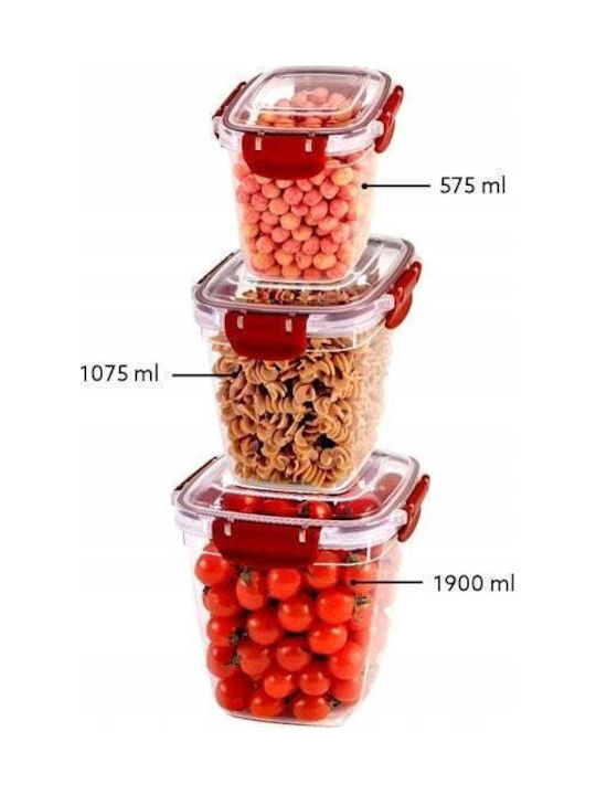 Katex Set 3 Stück Allgemeine Verwendung Glas Vasen mit Deckel Transparent 1900ml 3 Stück