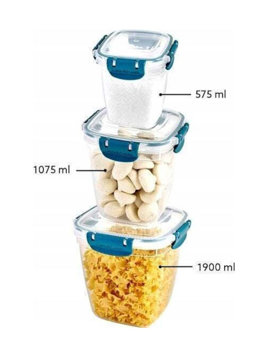 Katex Set 3 Stück Allgemeine Verwendung Glas Vasen mit Deckel Transparent 1900ml 3 Stück