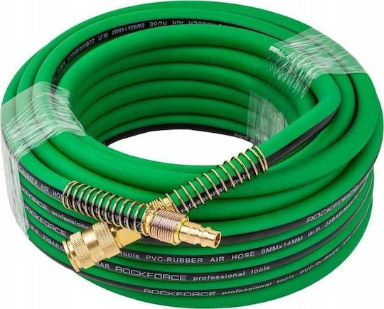 Rockforce Reinforced Pneumatic Rubber Hose 8mm X 15m Quick Couplers