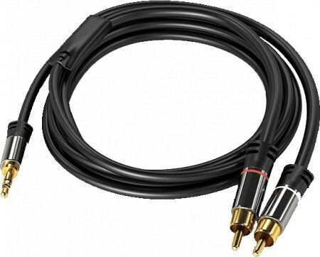 PremiumCord Кабел 3.5 мм мъжки - 2x RCA мъжки Черен 5м KJQCIN5