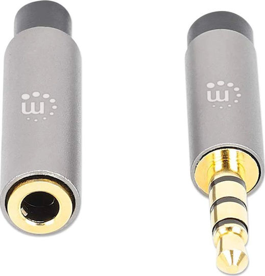 Manhattan Καλώδιο 3,5 мм мъжки - 3,5 мм женски Сив 1м (356022)