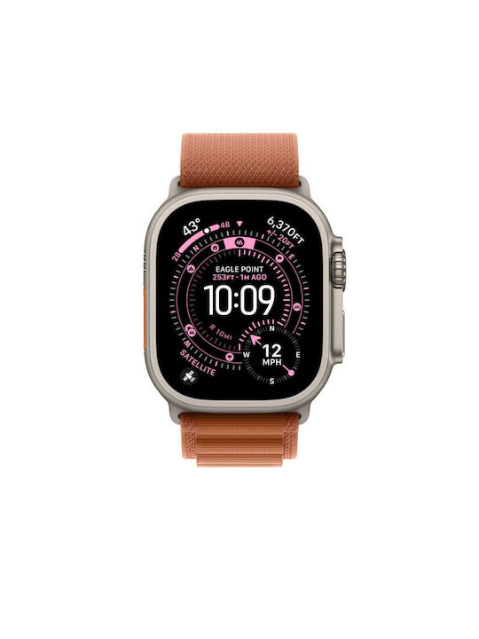 Apple Alpine Loop - S Curea Terra Cotta - Natural Titanium Finish (Apple Watch 44/45/46mm/Ultra 49mm)