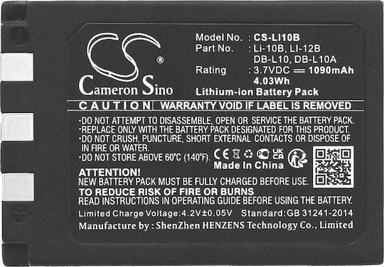 Cameron Sino Kamera Batterie Olympus/db-l10 Db-l10a SB7637 Kompatibel mit Olympus / Sanyo