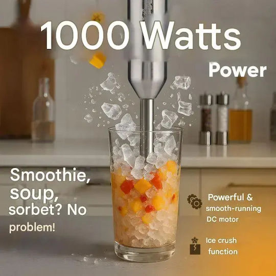 Profi Cook Blender De Mână Cu Tijă Din Inox 1000W Argintiu