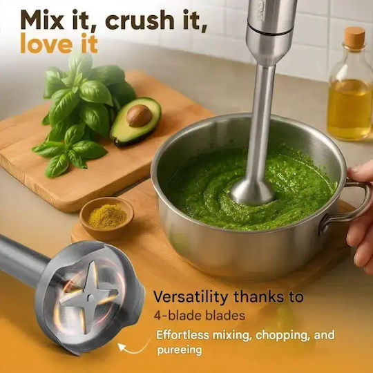 Profi Cook Blender De Mână Cu Tijă Din Inox 1000W Argintiu