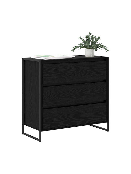 Συρταριέρα Κρεβατοκάμαρας Black Beech, Black 79x36x75.5cm